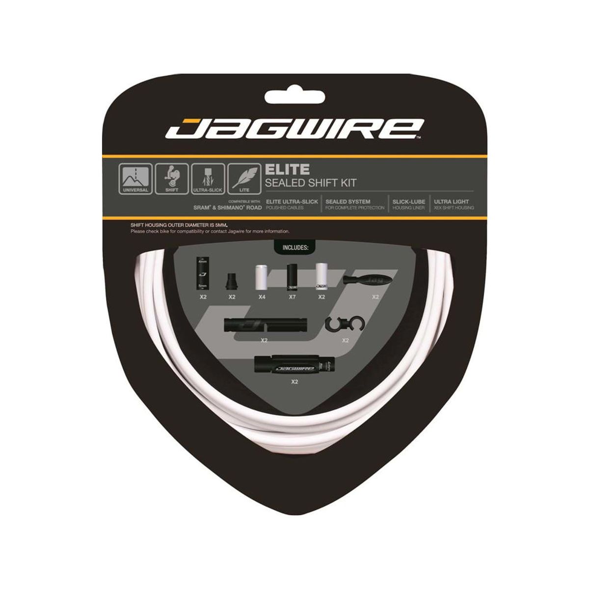 Jagwire Elite Sealed Gearkabelsæt med STS-EL - 2 stk - Hvid