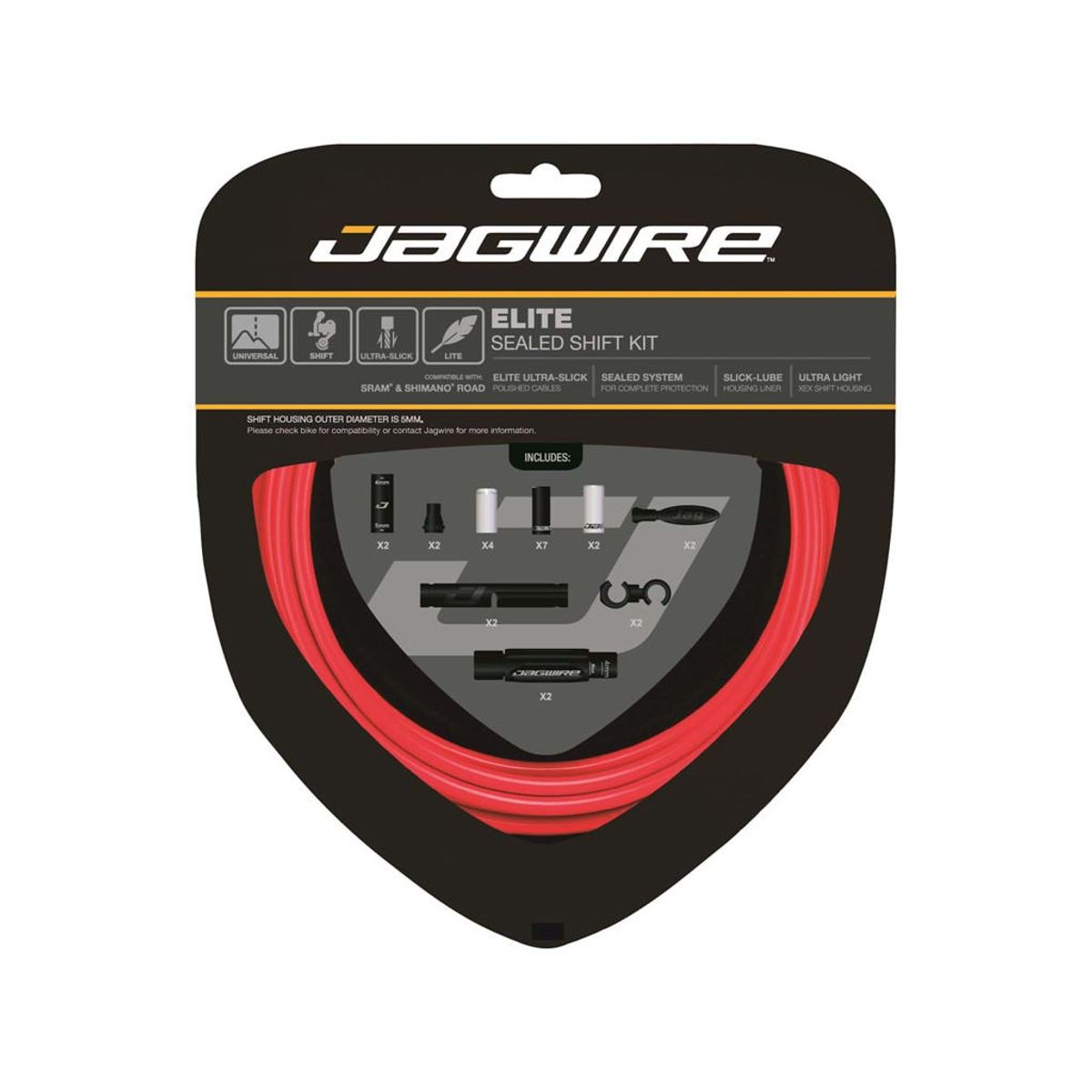 Jagwire Elite Sealed Gearkabelsæt med STS-EL - 2 stk - Rød