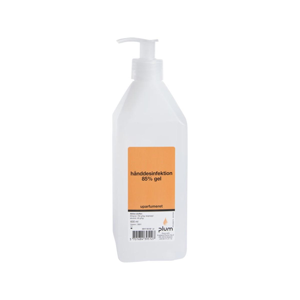 Plum Hånddesinfektion Gel 85% - 600 ml - Med Pumpe