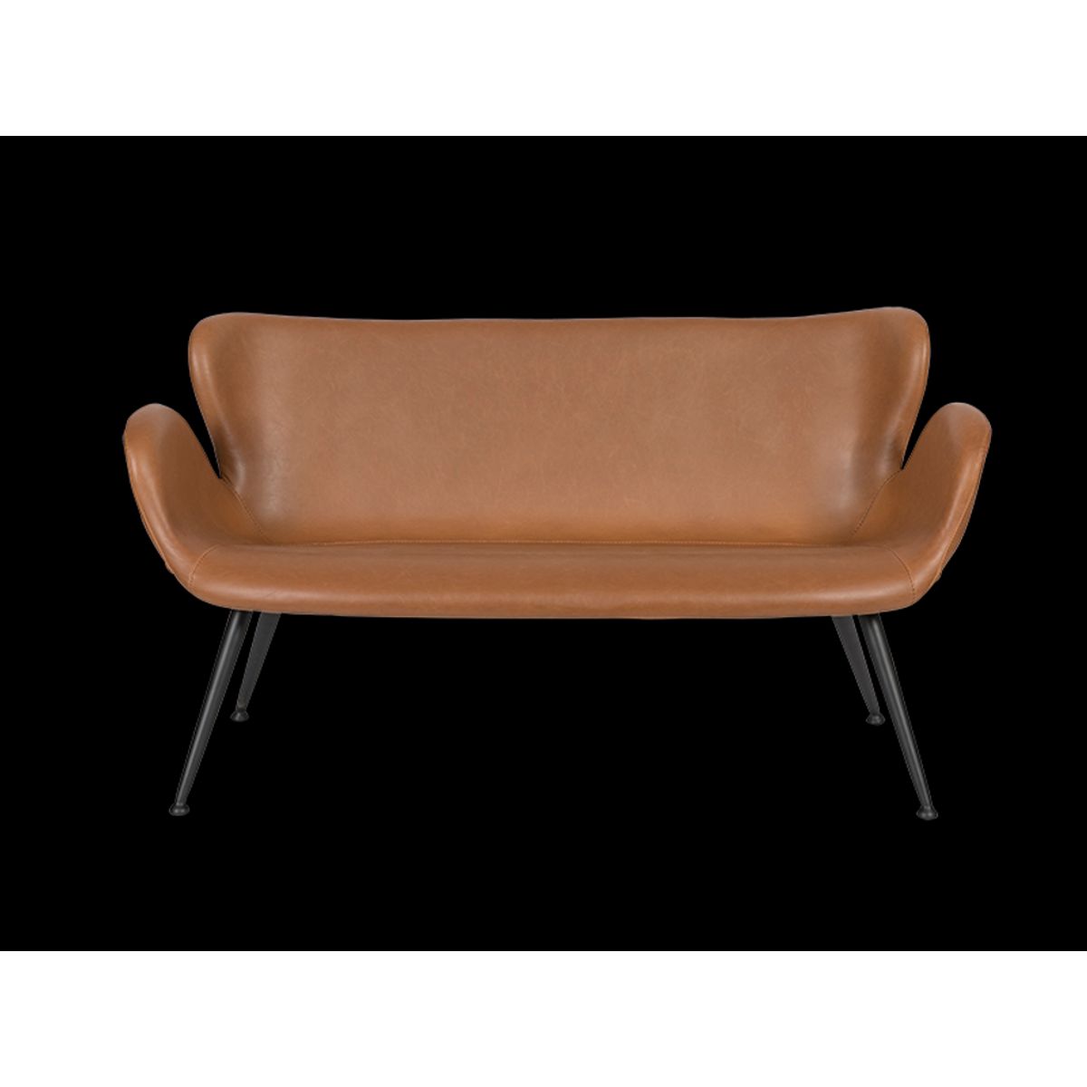 Loungesofa 2 Pers. Cognac PU Læder /Sort Stel