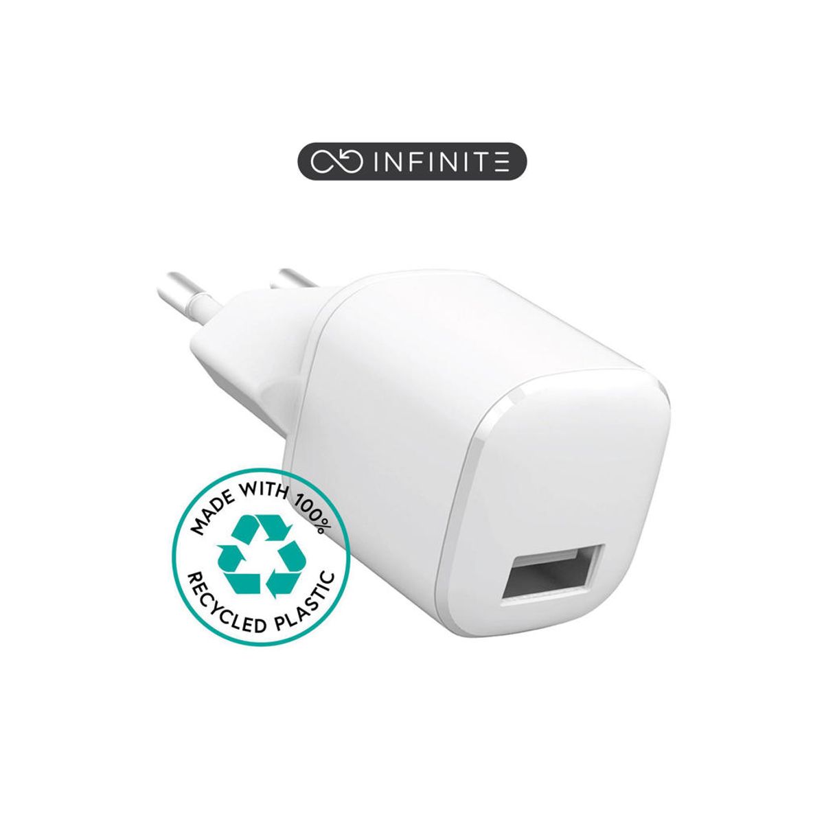 Estuff Infinite Usb-a Charger EU 12W - White - 100% Recycled Plastic