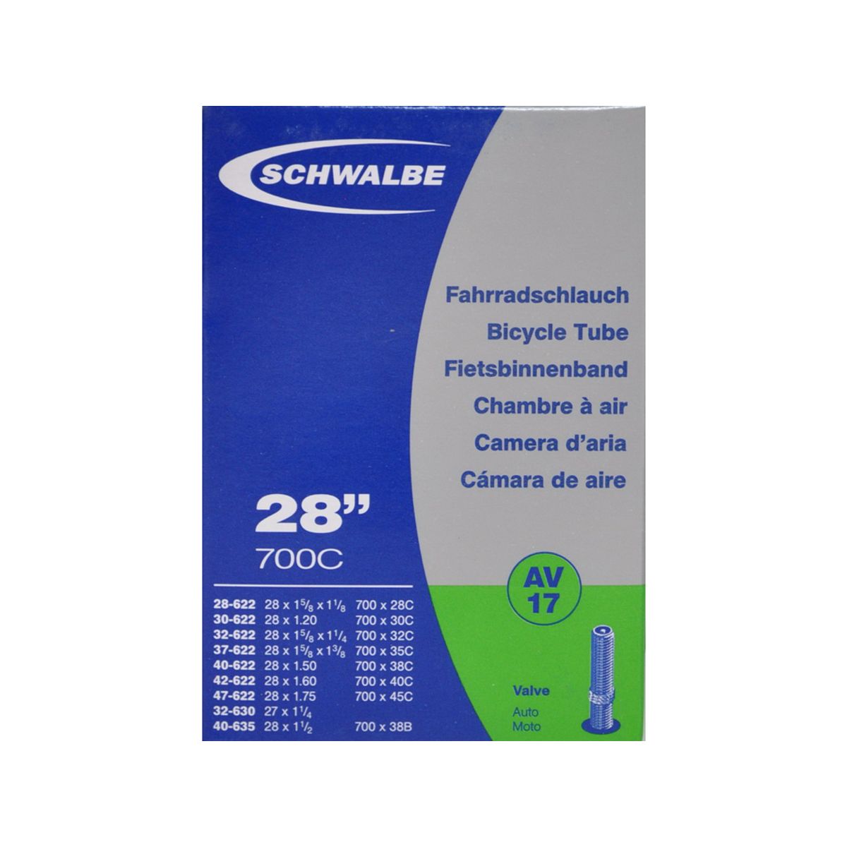 Schwalbe slange 700 x 28-45c med Auto ventil AV17