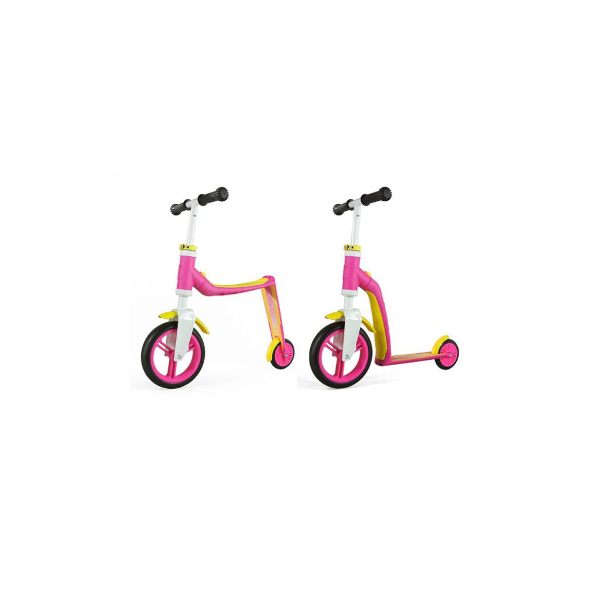 Scoot&Ride 2 i 1 løbehjul og løbecykel - Highway baby - Pink/Gul