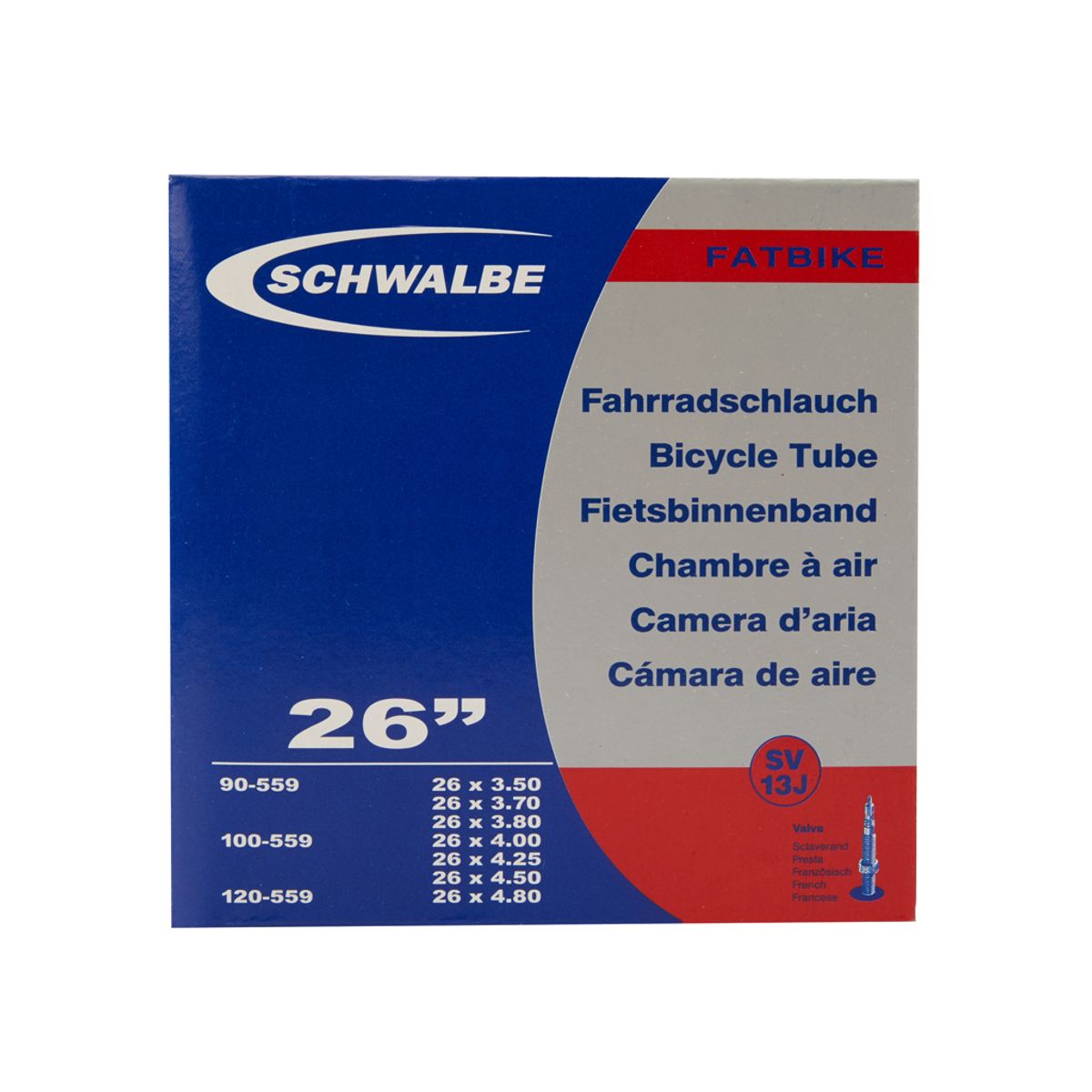 Schwalbe slange 26x3,50/4,80 med Racer ventil SV13J