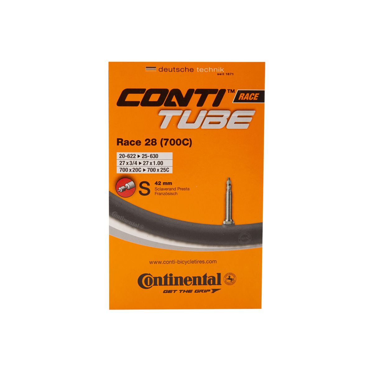 Continental Race 28 - Cykelslange - Str. 700x20-25c (20-25x622-630) - 42 mm racerventil