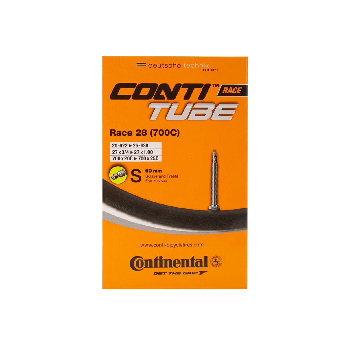 Continental Race 28 - Cykelslange - Str. 700x20-25c (20-25x622-630) - 60 mm racerventil