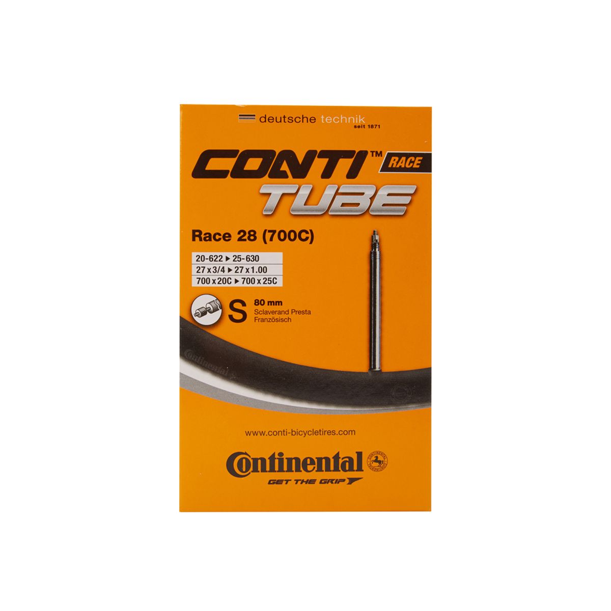 Continental Race 28 - Cykelslange - Str. 700x20-25c (20-25x622-630) - 80 mm racerventil