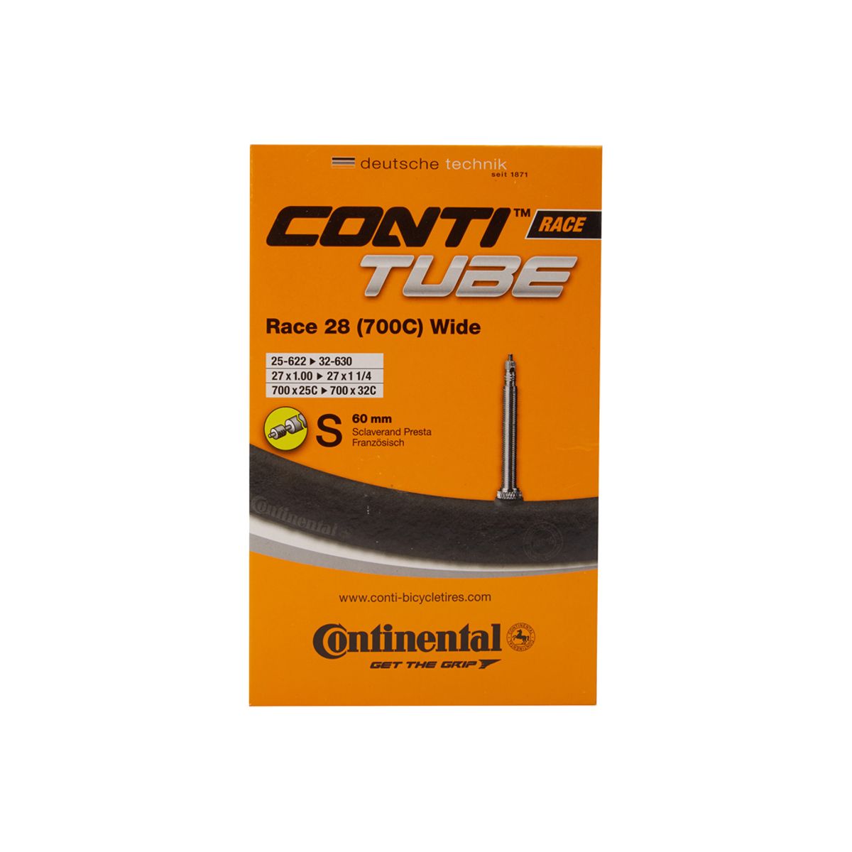 Continental Race 28 Wide - Cykelslange - Str. 700x25-32c - 60 mm racerventil