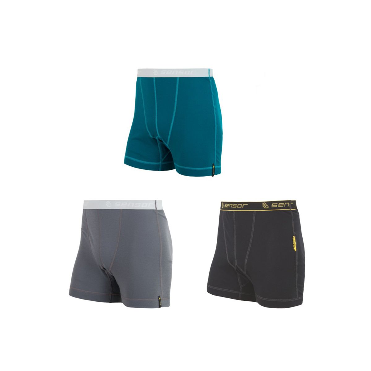 Sensor Double Face - Boxer shorts - 3 pak - Sort/blå/grå - Str. M