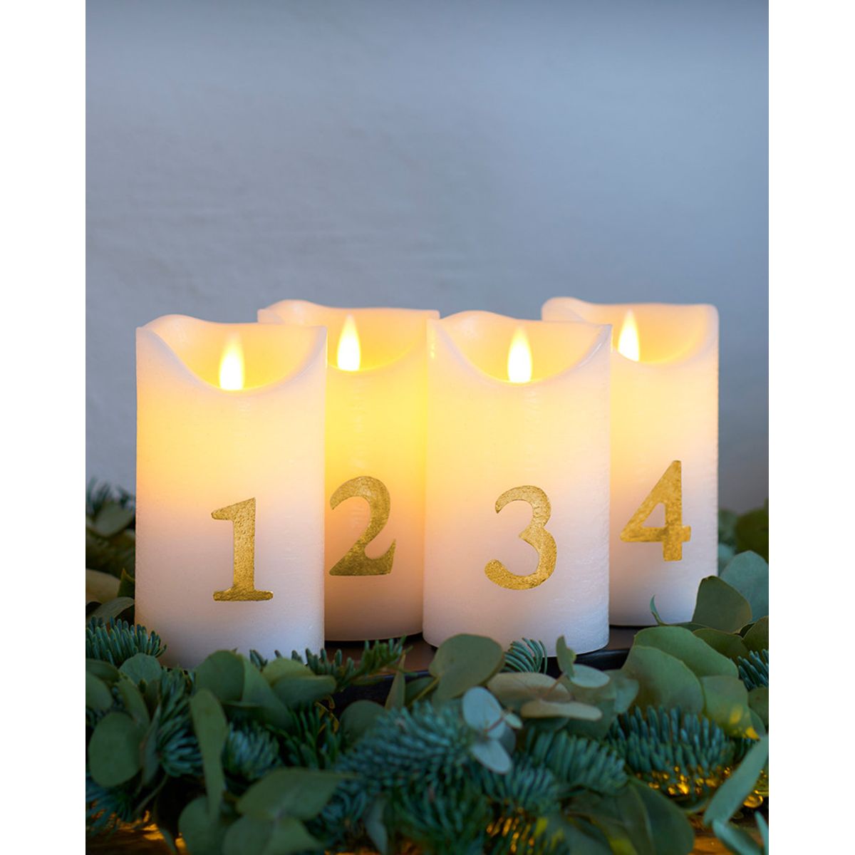 Sirius - Sara Advent lys, sæt á 4 stk., hvid/guld