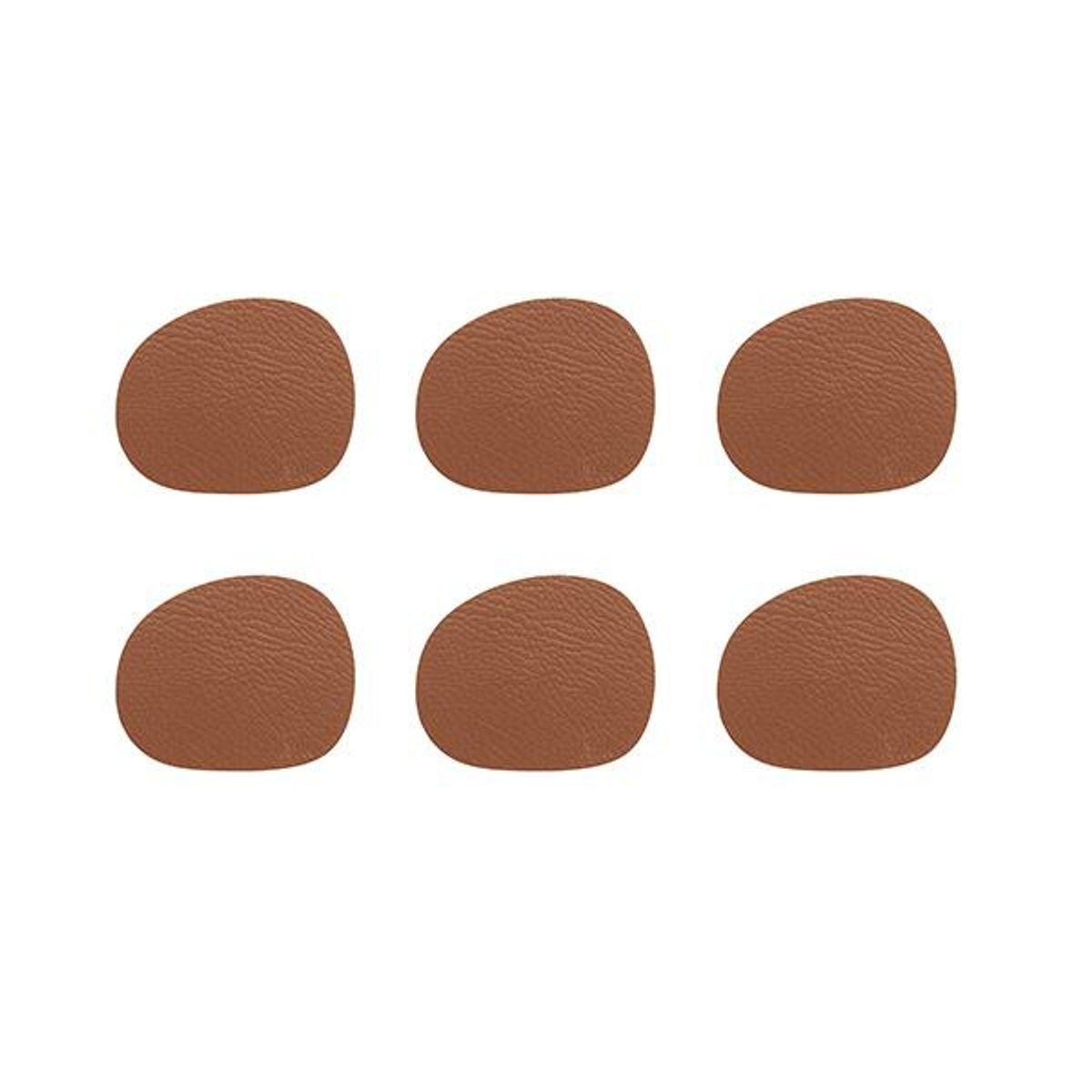 Aida - RAW - coaster recycled leather cinnamon brown 6 pak