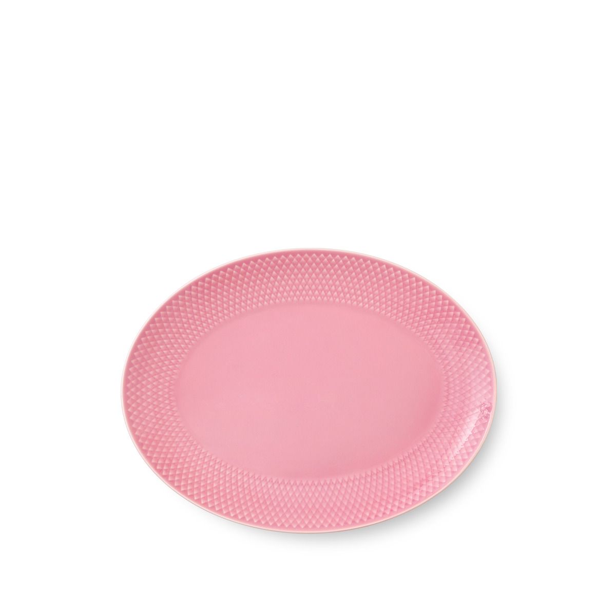 Lyngby Porcelæn - Rhombe Ovalt serveringsfad 28x21 cm, rosa