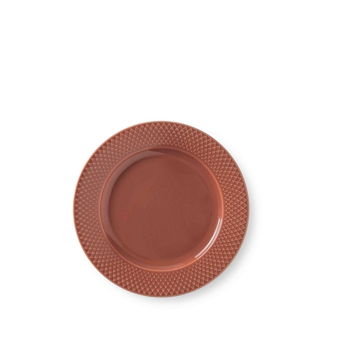 Lyngby Porcelæn - Rhombe Frokosttallerken, 23 cm, terracotta