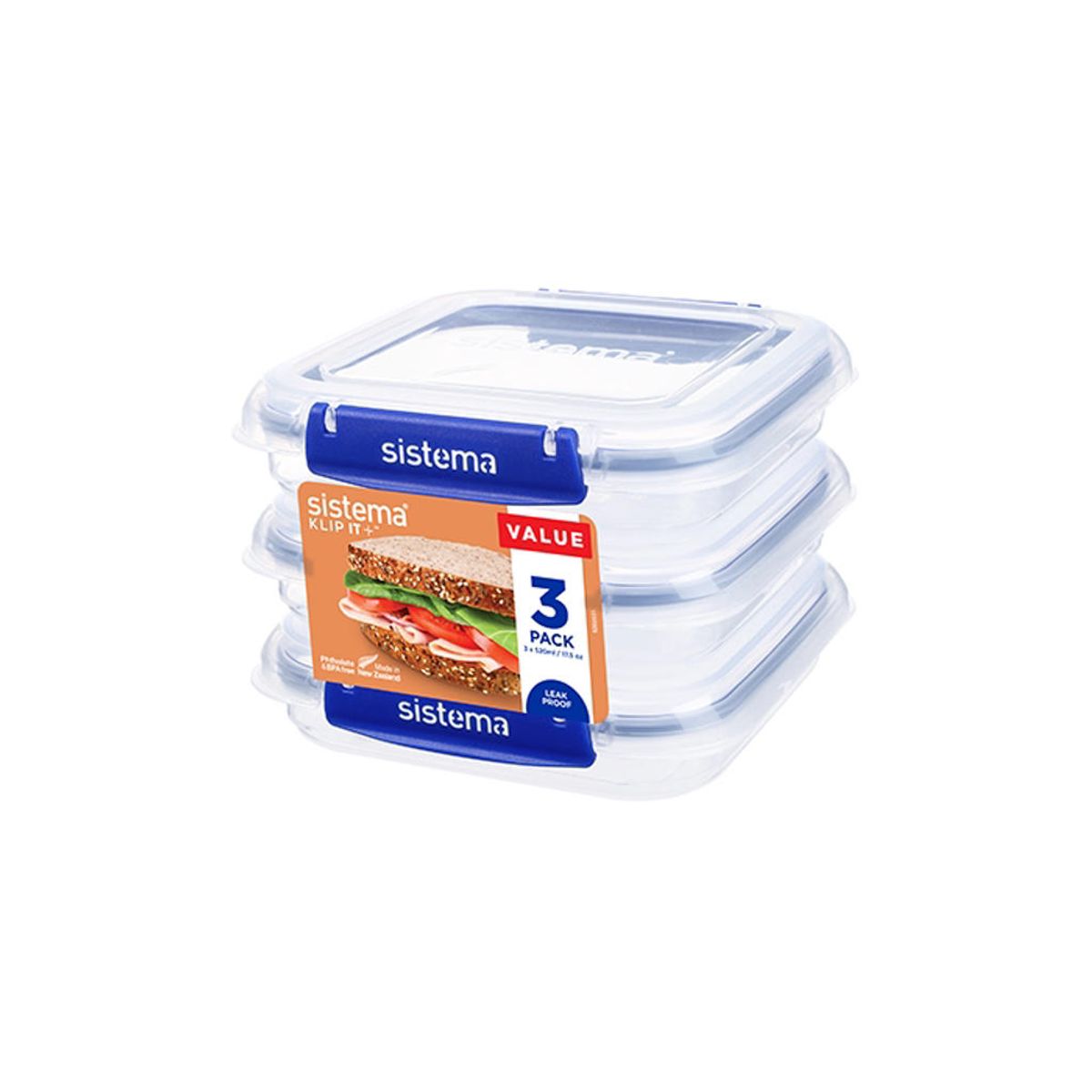 Sistema - Square Klip It Plus 3Pack 520ml