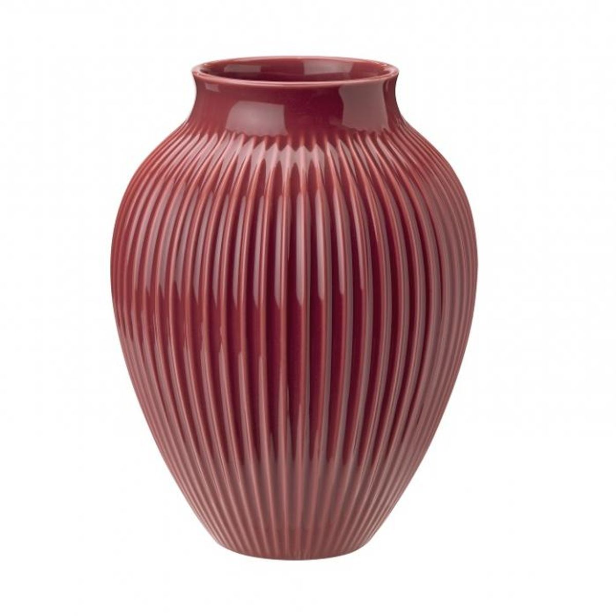 Knabstrup - , vase, riller bordeaux, 27 cm