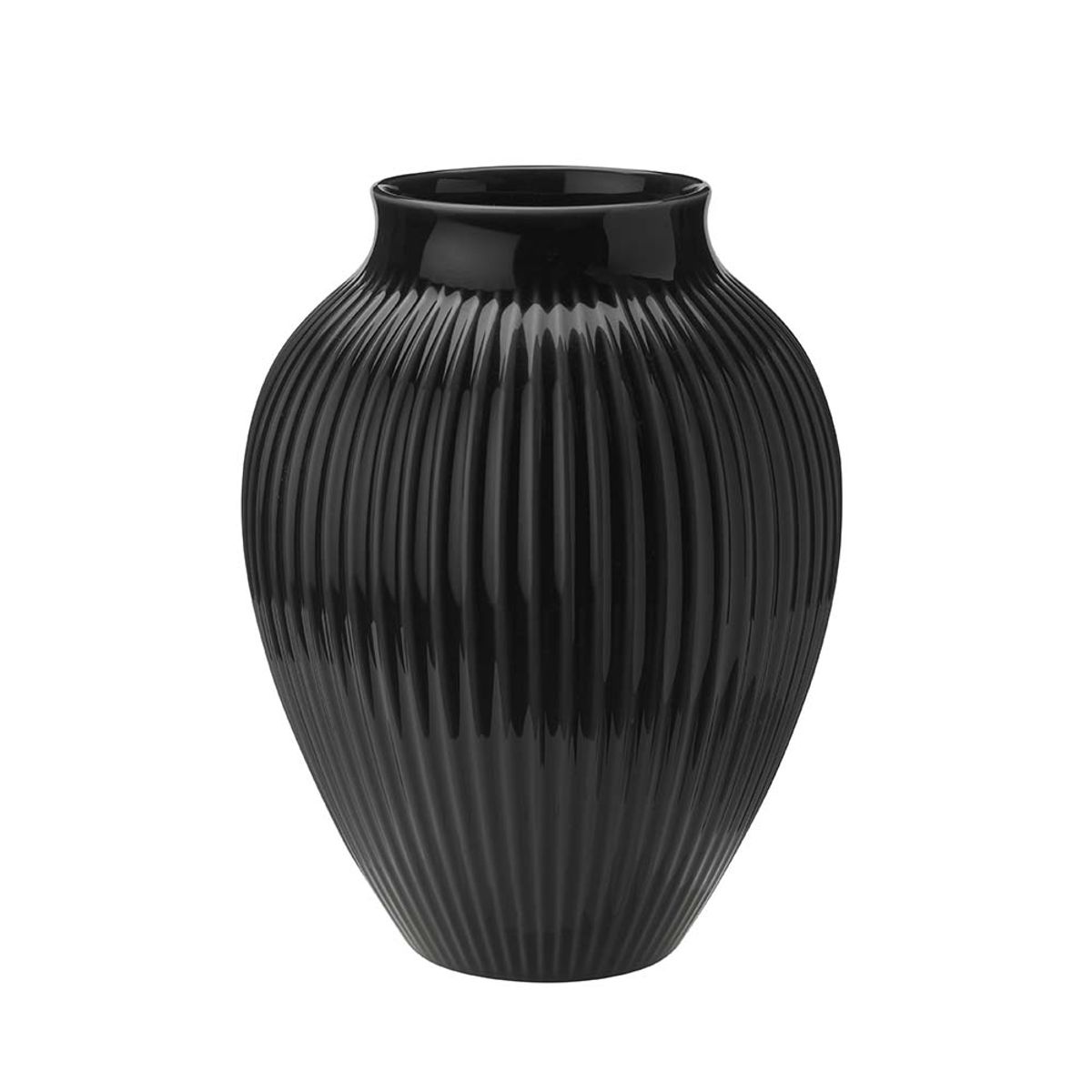 Knabstrup - , vase, riller sort, 27 cm