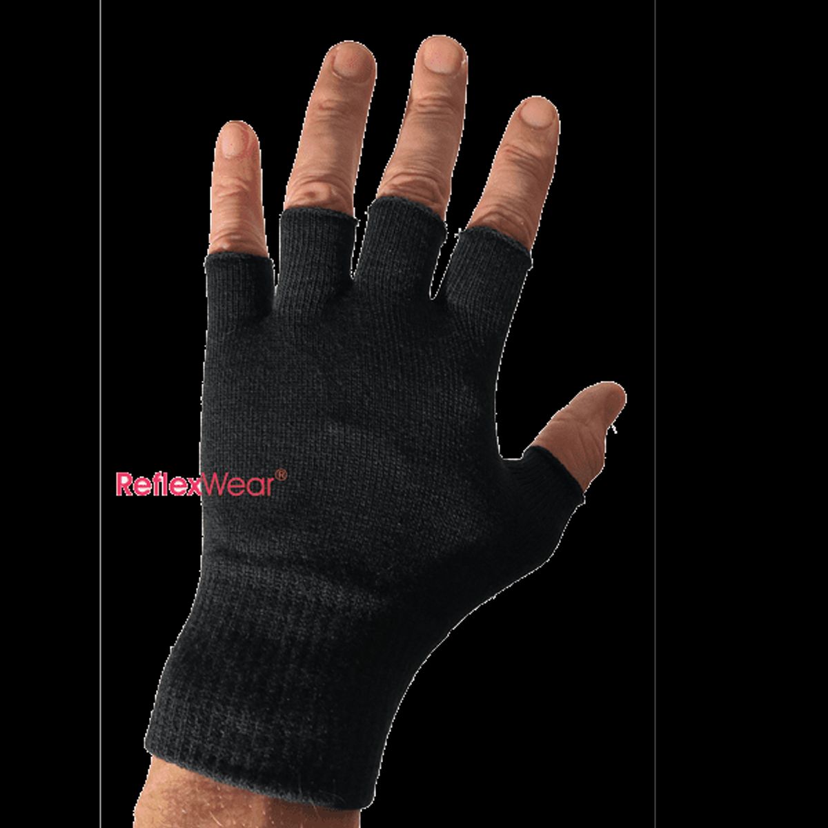 Reflexwear handsker uden fingerspidser - Sort - large