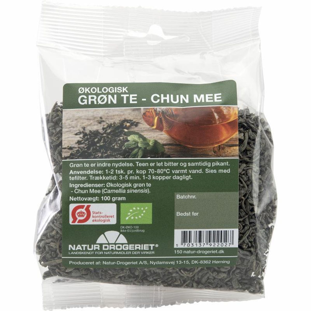 Grøn te Chun Mee Økologisk - 100 gram