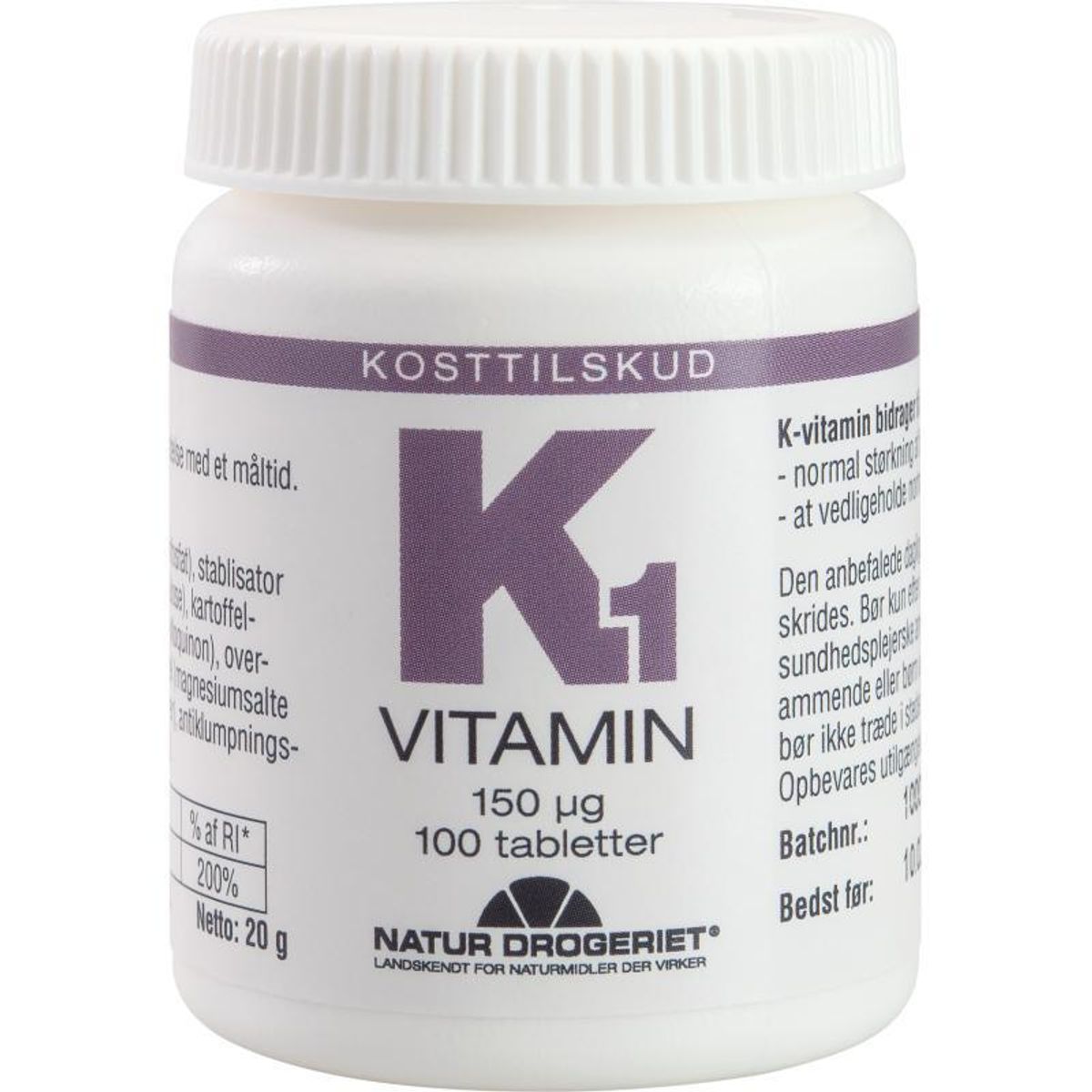 K1-vitamin 150 ug - 100 tabletter