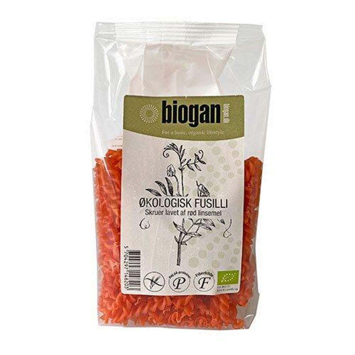 Fusilli m. linser Økologisk - 250 gram