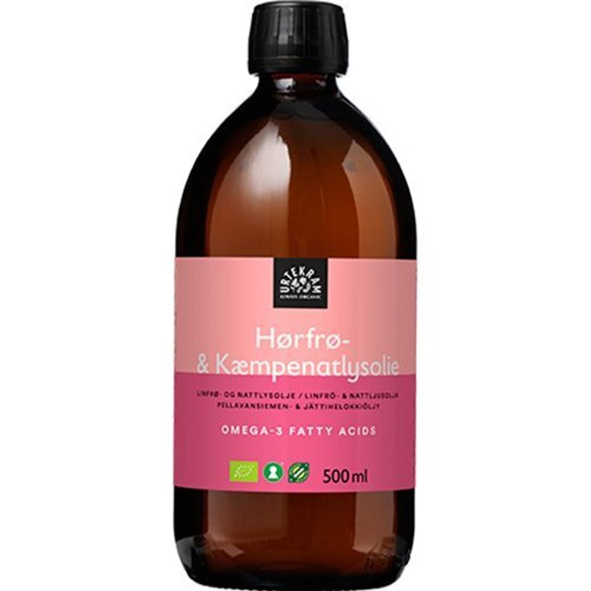 Hørfrø- & kæmpenatlysolie Økologisk - 500 ml.