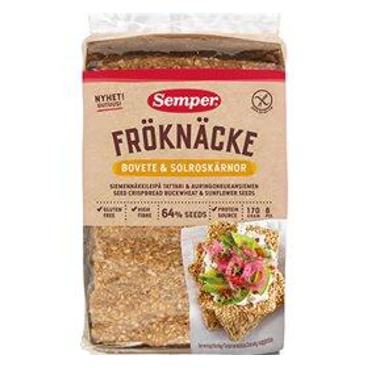 Semper Knækbrød m. boghvede og solsikkekerner - 170 g.