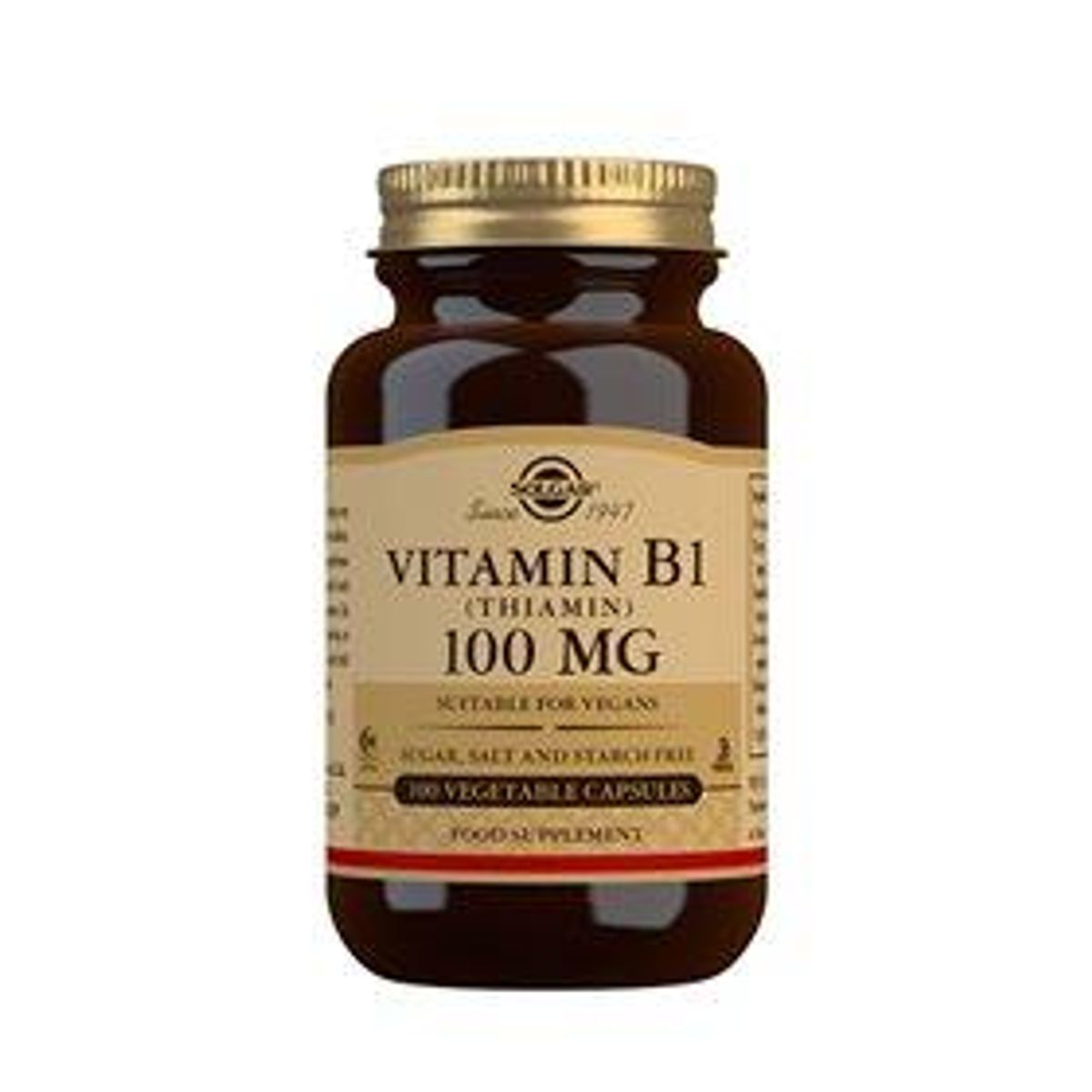 Solgar B1-vitamin 100 mg (Thiamin) - 100 kaplser.