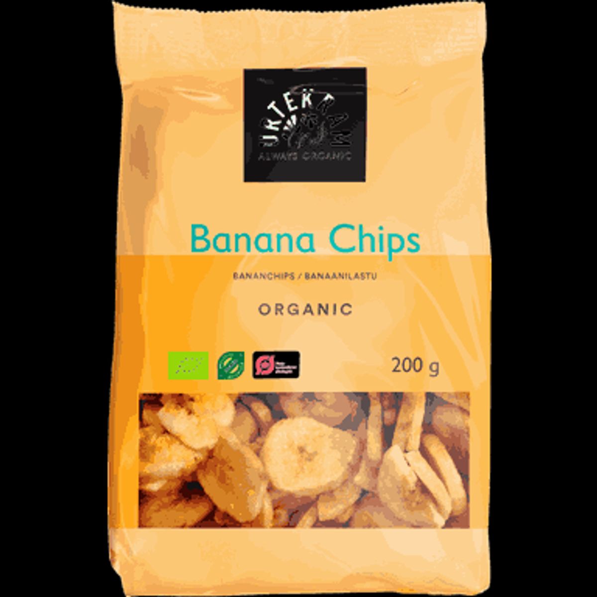 Bananchips sprød snack Økologiske - 200 gram