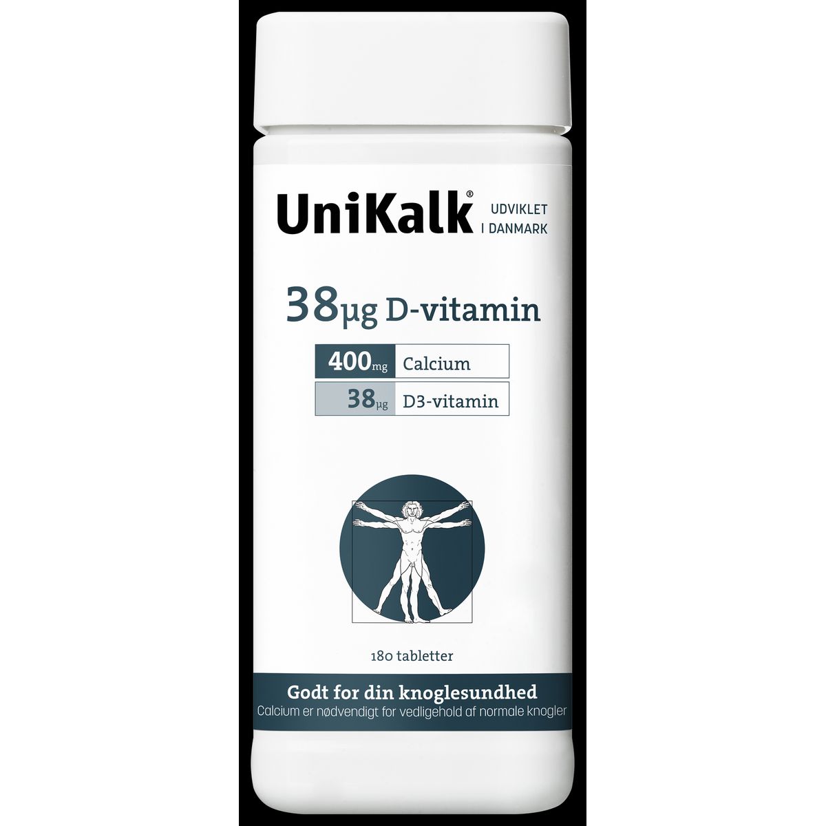 Unikalk Calcium 38 µg D-vitamin - 180 tabl.