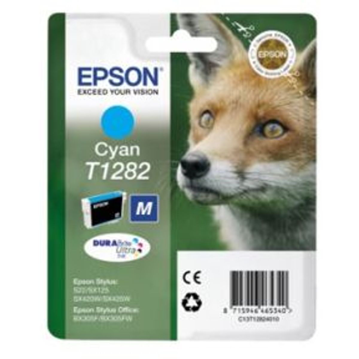 Epson T1282 C (C13T12824012) Cyan Blækpatron, Original 3,95ml