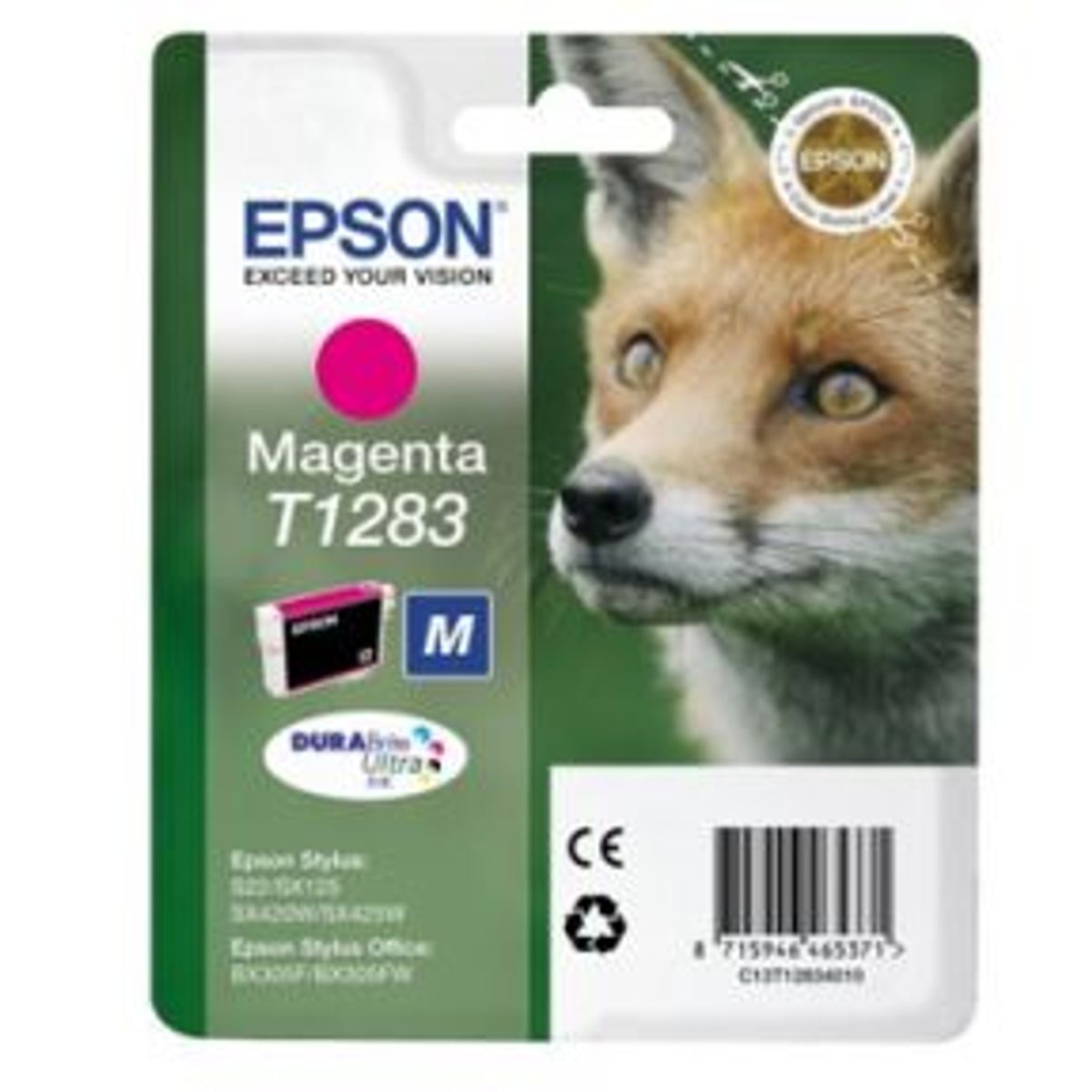 Epson T1283 M (C13T12834012) Magenta Blækpatron, Original 3,95ml