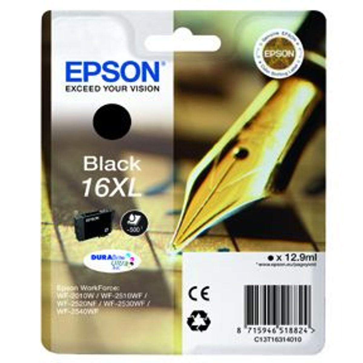 Epson T1631 BK (C13T16314012) Sort Blækpatron, Original