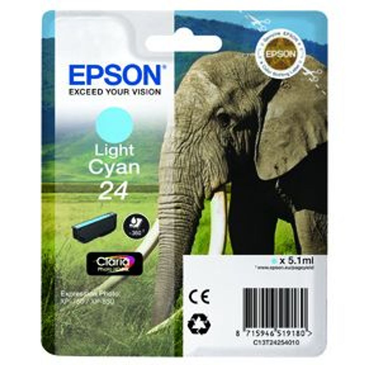 Epson 24 T2425 LC - C13T24254012 Original - Lys Cyan 4,5 ml