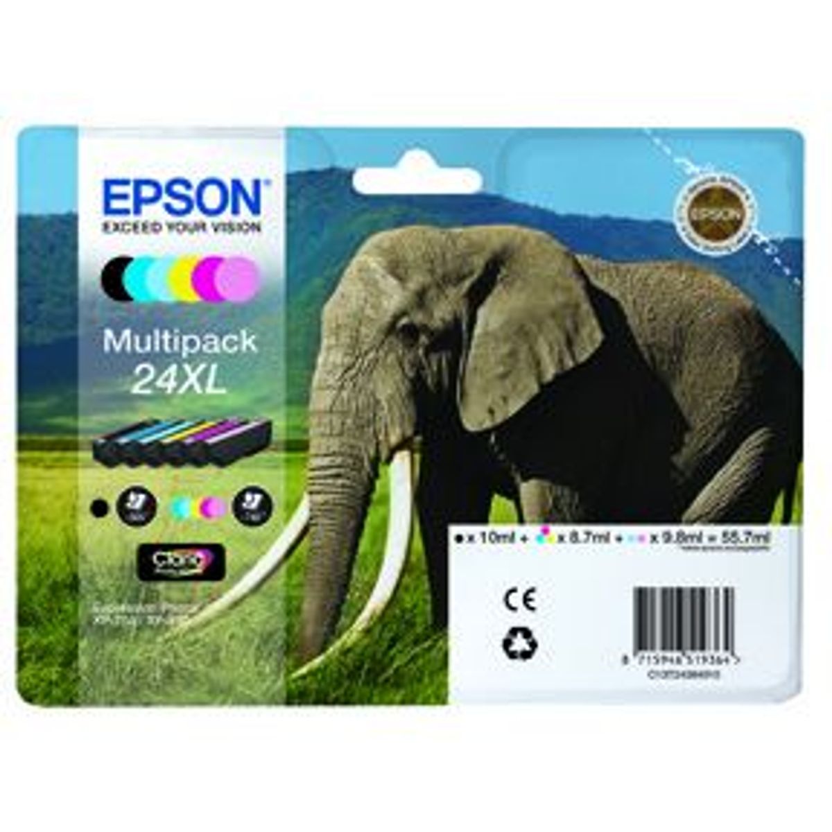 Epson 24 T2438 combo pack 6 stk - C13T24384011 blækpatron Original 55,7 ml