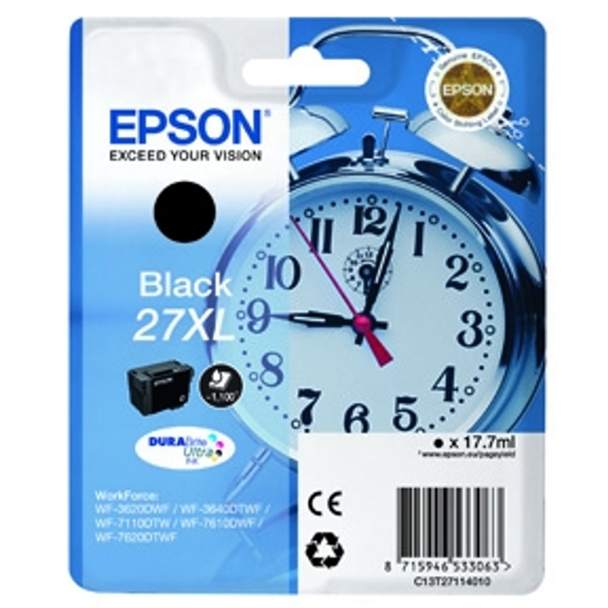 Epson 27XL T2711 BK - C13T27114012 Original - Sort 17,7 ml