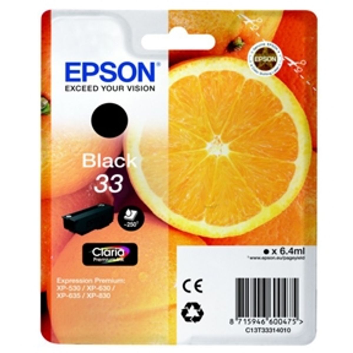 Epson 33 T3331 BK - C13T33314012 Original - Sort 6,95 ml