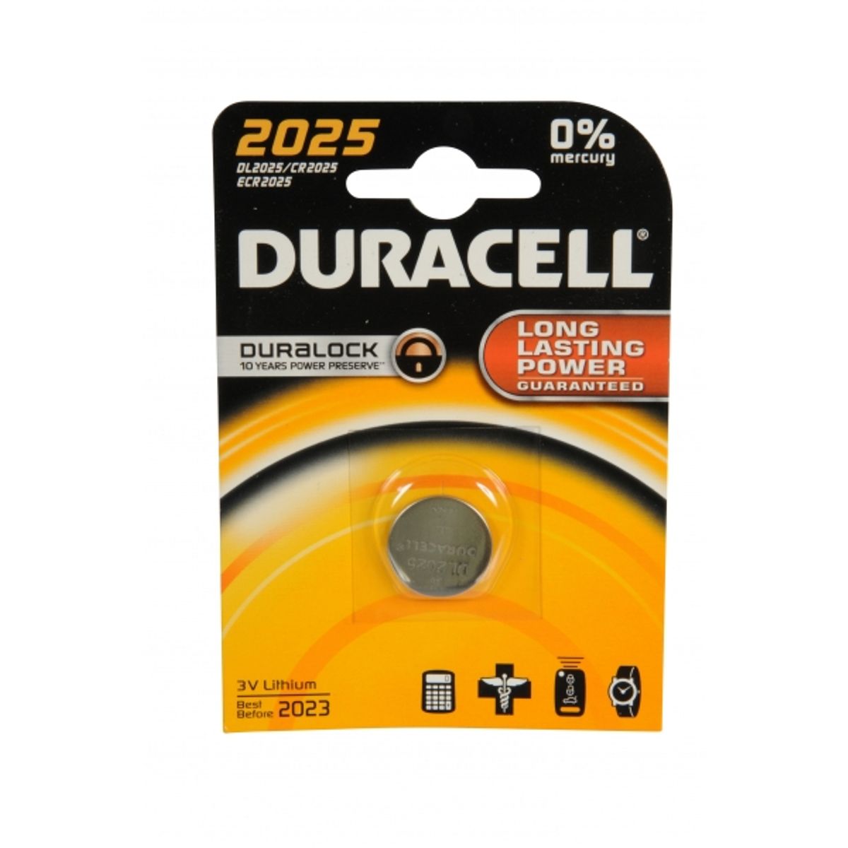 Duracell CR2025 batteri, Long Power Lasting, 3V Lithium, 5 stk