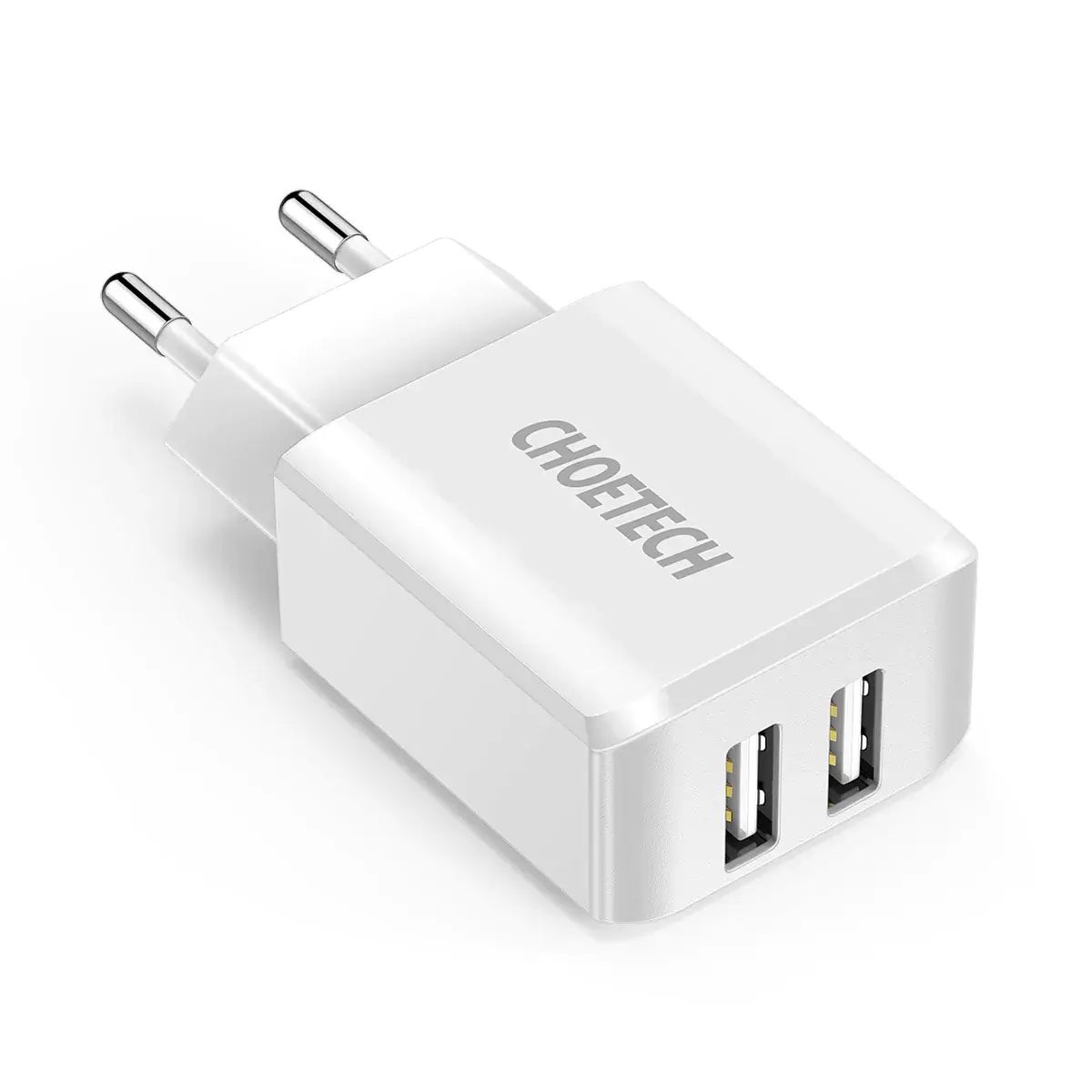 Choetech 2-Port Vægoplader, 10W, Hvid