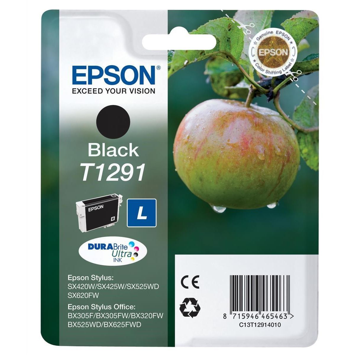 Epson T1291 BK (C13T12914012) Sort Blækpatron, Original 11,95 ml