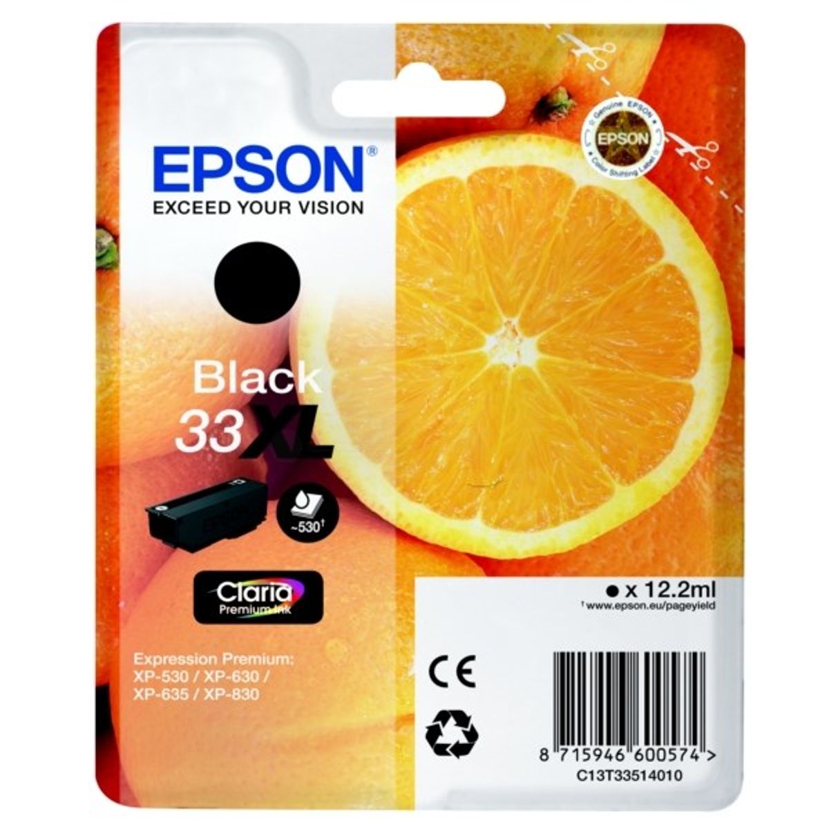 Epson 33XL T3351 BK - C13T33514022 Original - Sort 12,2 ml