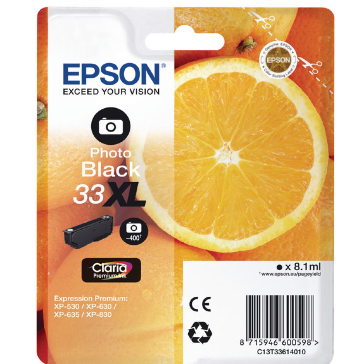 Epson 33XL T3361 PBK - C13T33614012 Original - Foto Sort 8,1 ml