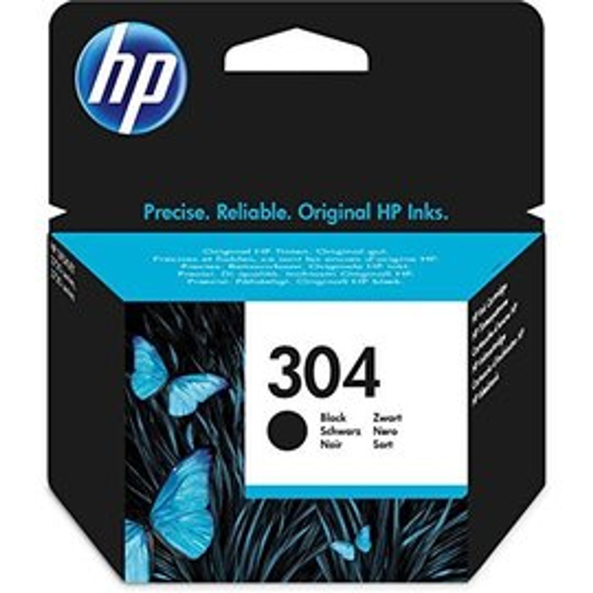 HP 304 BK (FN9K06AE) sort blækpatron, Original 120 sider (3,95 ml)