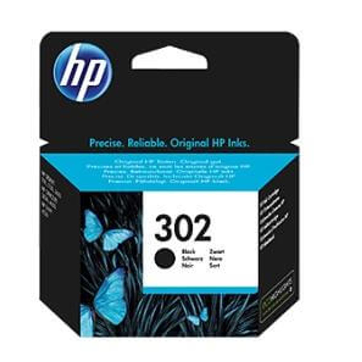 HP 302 BK (F6U66AE) sort blækpatron, Original 190 sider 3,95 ml