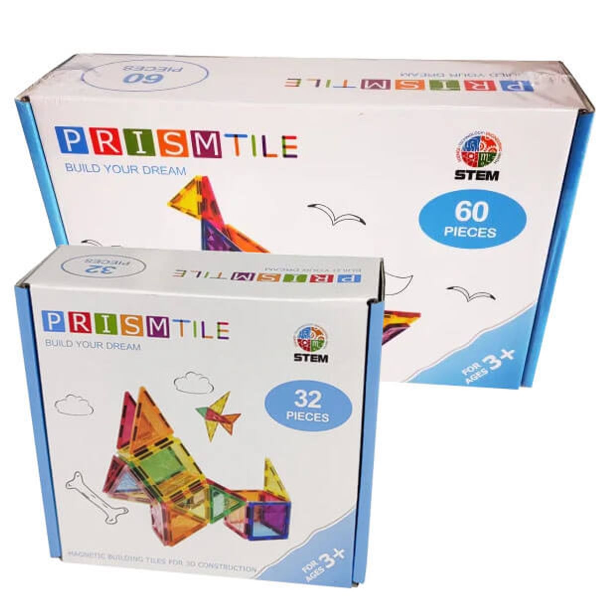 Magnetic Tiles byggesæt 92 stk (32+60)