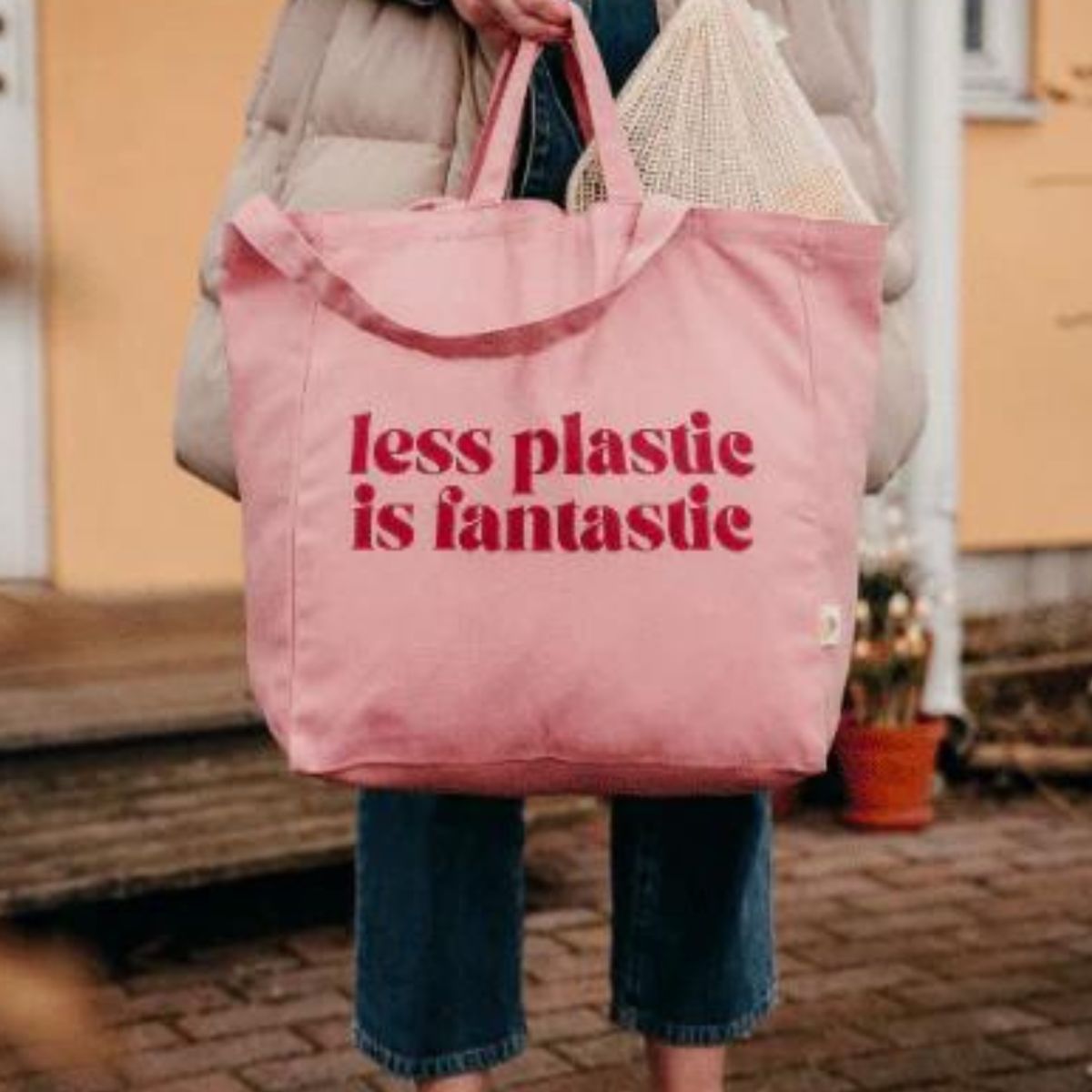 Shopper i økologisk bomuld - Less Plastic - Rosa