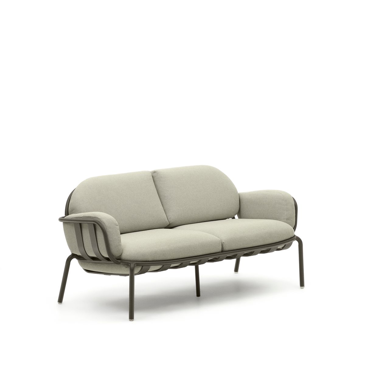 KAVE HOME Joncols 2 pers. havesofa, m. beige hynder - grøn aluminium