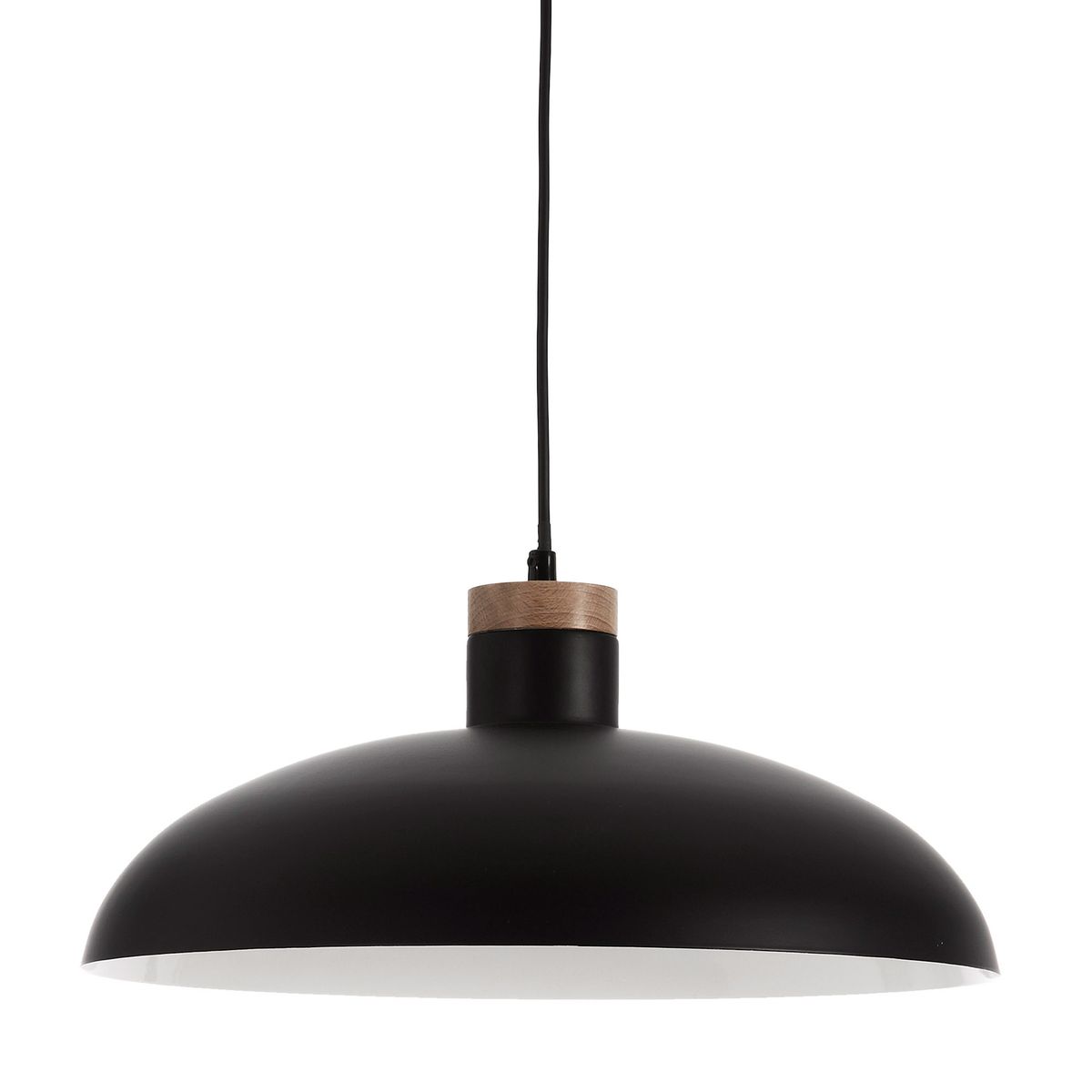 KAVE HOME Margot loftlampe - sort/natur metal/træ, rund (Ø38)