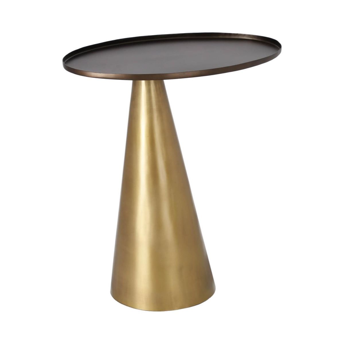 KAVE HOME Liliane sidebord, oval - guld og bronze metal (Ø45x27)