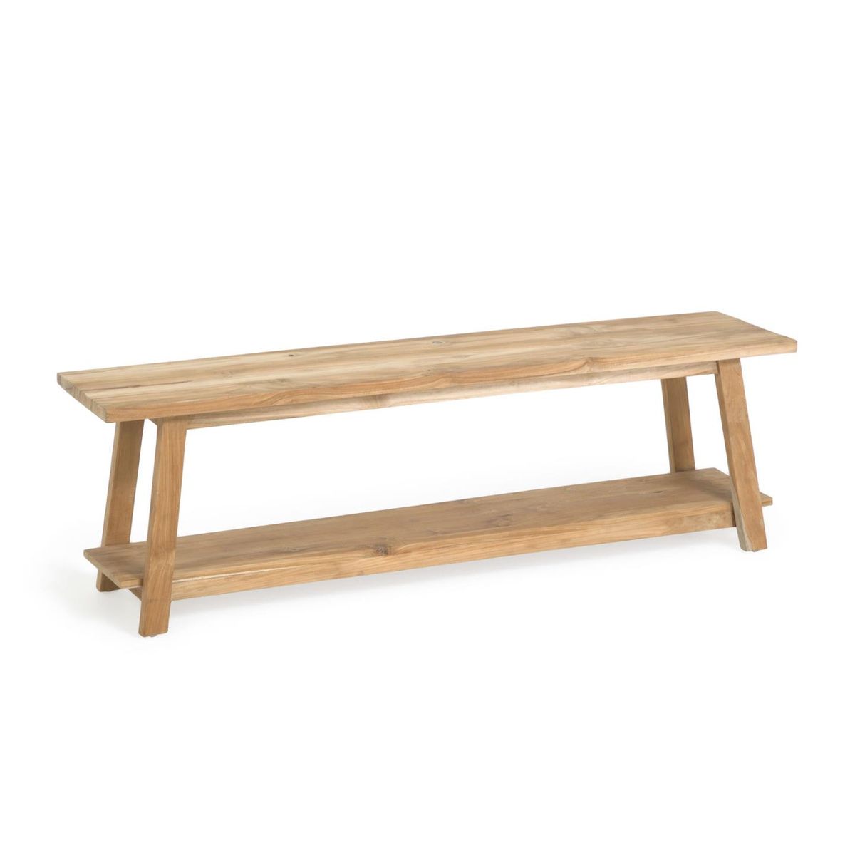 KAVE HOME Safara bænk, m. hylde natur genanvendt teak (150x32)