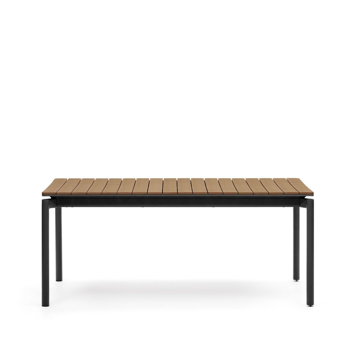 KAVE HOME Canyelles havebord, m. tillægsplade - brun polywood og mat sort aluminium (180(240)x100)